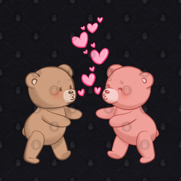 Cute Bears in Love Going to Kiss and Hug by Art by Biyan